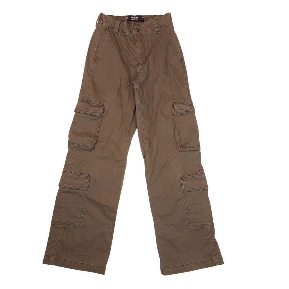 Hollister Cargo Pants Womens 24R Brown High Rise Baggy Wide Leg Utility 00R